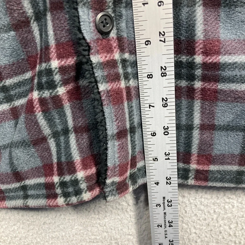 Anchorage Expedition Brand Shirt Jacket Mens L NEW Gray‎ Burgundy Plaid Sherpa